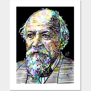 ROBERT BROWNING watercolor and ink portrait Posters and Art